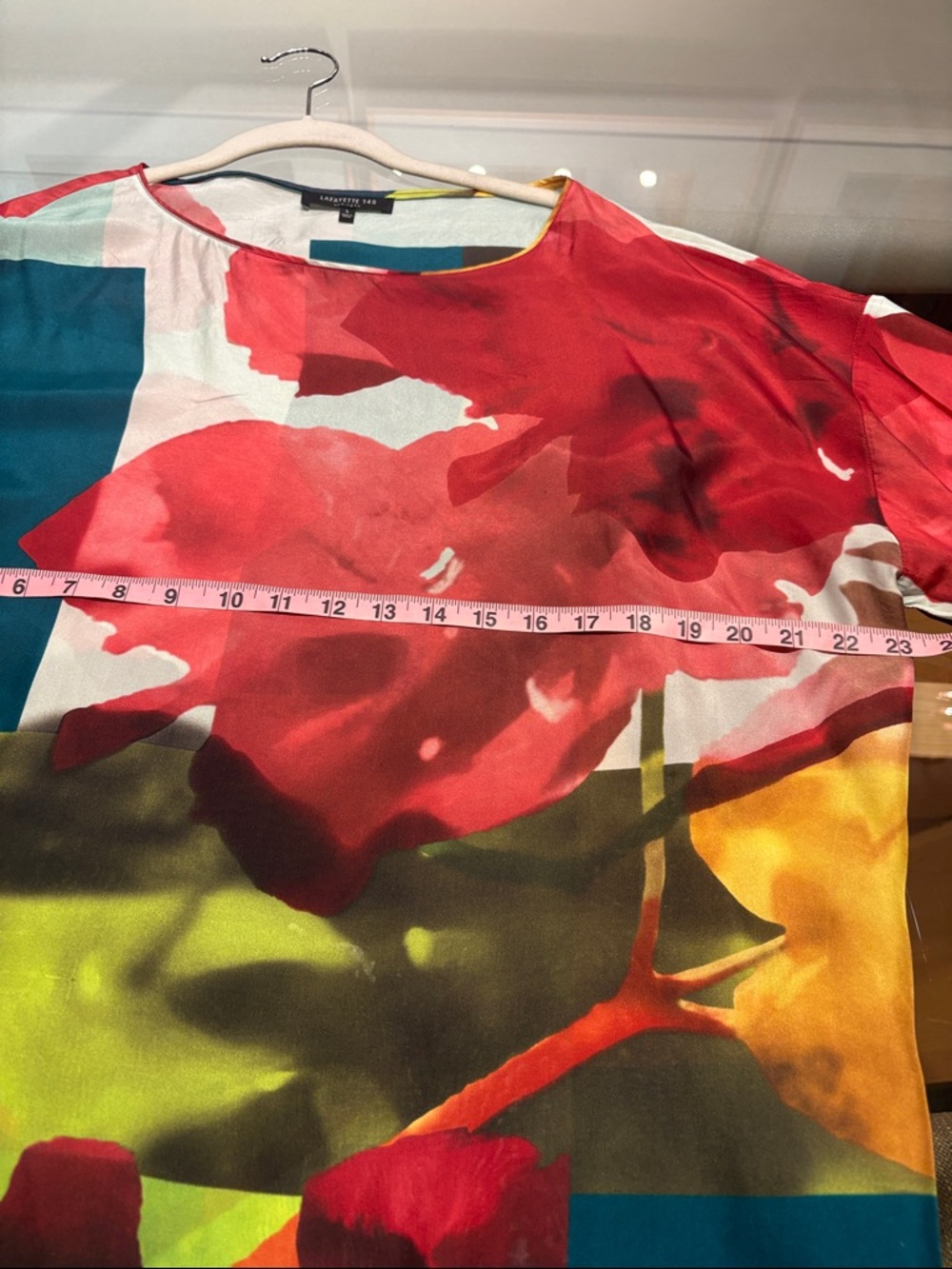 Lafayette 148 New York Multicolor Floral Print Short Sleeve Blouse - Picture 7 of 7